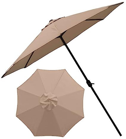 Toldo de repuesto para sombrilla de patio al aire libre, color caqui, 2.7 m, 8 varillas, tela para sombrilla de jardín