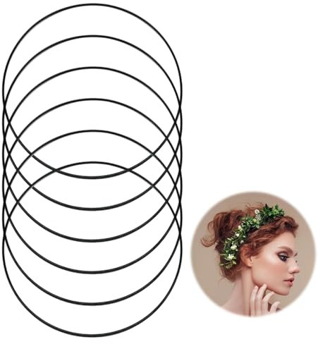 YzmrBdqc 6 Stück 20cm Metallringe zum Basteln,Metallringe zum Basteln, 20CM Türkranz Metallring, Metall Ringe für Traumfänger,Schwarz Metallring, Deko Ringe zum aufhängen für die Herstellung
