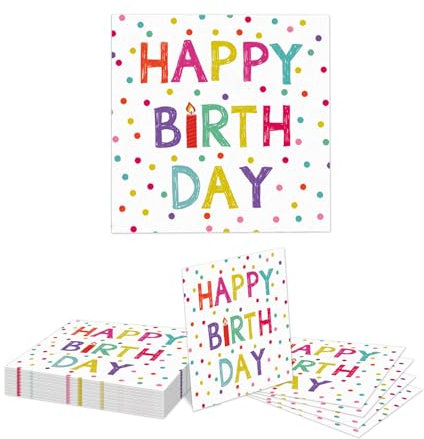 GlamRays 20 Stück Polka-Dot Papier Servietten Regenbogen Servietten Bunt Cocktail Abendessen Servietten Set 33 * 33 cm Geöffnet Tablettdecken Servietten