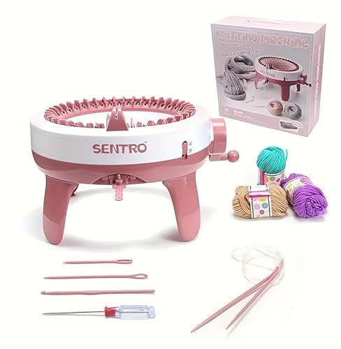 MUMUWU Strickmaschine, 40 Nadeln Rundspinnerei Häkeln Strickmaschinen mit Row Counter und Kurbel Handle Electric Power Adapter mit Hex Stahl Bit für automatische stricken