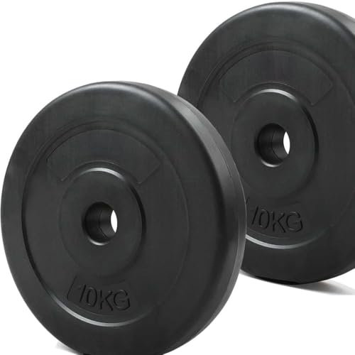 FLG Cement Weight Plates for Dumbbells & Barbells – 1.25kg to 20kg – Durable Home Gym Fitness Set with 1-Inch Standard Hole (10KG x2)