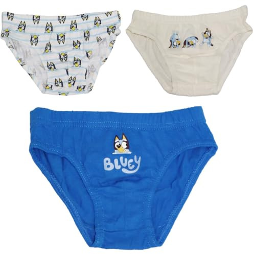 WS-Trend Bluey & Bingo Jungen Slips im 3er-Pack (Gr. 98–128) – 100% weiche Baumwolle – Bequeme Unterhosen mit kultigen Charakteren