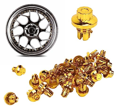 lvifloae Wheel hub rivets Gold ABS wheel lip rivet nuts 7mm 0 28in decorative studs Suitable for AH Ds series hub covers 25 piece set