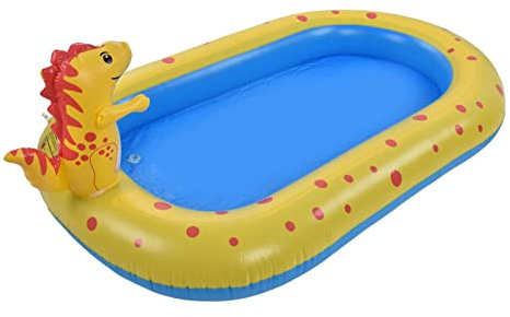 RIZGHWOY Piscina Gonfiabile con Dinosauro Carino con Irrigatori per Bambini, Centro Giochi Acquatico All'aperto 3 in 1 nel Cortile, Materiale PVC - Estate!