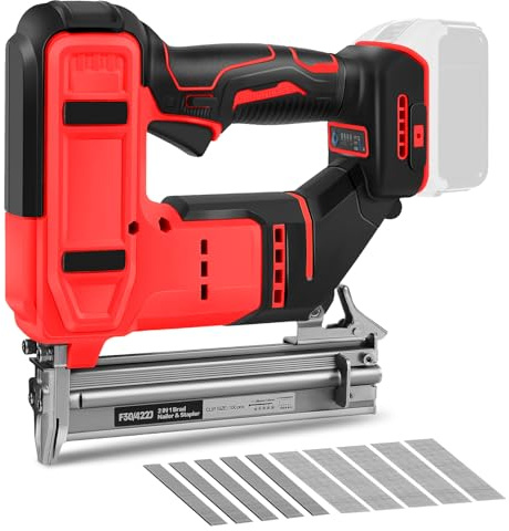 18GA Cordless Brad Nailer Compatible with Milwaukee 18V Battery, 2 in 1 Brushless Nail Gun/Staple Gun with 500 Nails and 500 Staples Battery Powered for Home Improvement DIY Woodworking (No Battery)
