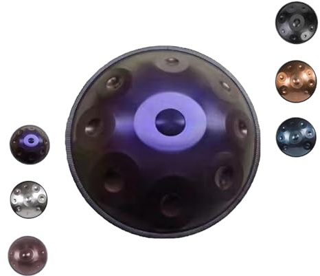 22 Inches Handpan Drum for Adults 432Hz/440hz 9/10/12 Notes Premium Steel Hand Pan Drums in D Minor with Stand Hand Pan Bag Mallets, Percussion Instrument Set for Meditation(Deep Purple,432HZ/10Note)