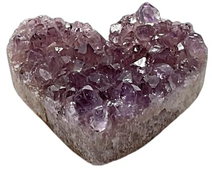 Steinfixx Amethyst Herz Anhänger mit 80 cm Wildlederband I Rohstein Cluster Druse I starker Heilstein I ca. 10 gr. I ca. 2-3 cm I Handarbeit I Herzgeschenk I Liebesgeschenk I Brasilien