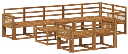 vidaXL Outdoor-Sofagarnitur 9 pcs Natur Massivholz Akazie, Stylisches Außensofa, wetterfestes Set, Bequeme Sitzgelegenheit für den Garten, Akazienholz Möbel