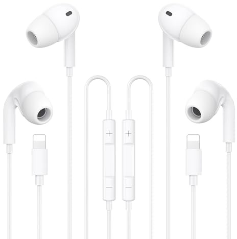 iPhone Earphones Wired 2Pack, In Ear Headphones [MFi Certified] HiFi Stereo Earbuds with Microphone Volume Control Compatible with iPhone 14 Plus Pro Max/13/12/11/SE/XS Max/X/XR/8/7/iPad Air Mini