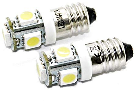 LED-Mafia® 2x E10 Drehsockel EY 10 Schraubsockel 6 Volt - LED SMD E10 6V (weiß)