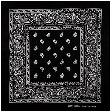 Sonnenscheinschuhe 1 x Bandana Tuch verschiedene Muster Paisley 100% Baumwolle Kopftuch Halstuch Schal (Schwarz)