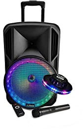 Enceinte PARTY12-LED 700W 12 à LEDs RVB Mobile Batterie DJ PA USB/BT/SD/FM CABLE PC + Effet OVNI