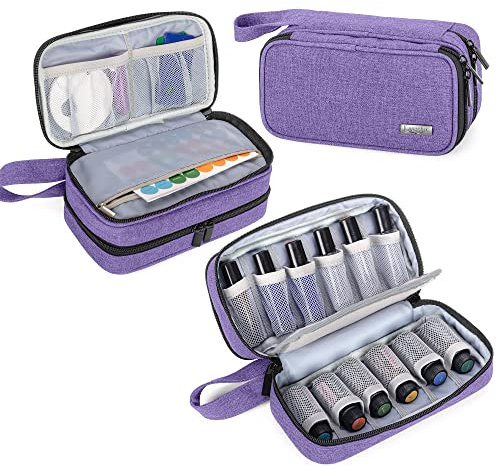 Luxja Caja para Aceite Esencial Organizador para Aceite Perfumado y Accesorios(También Aptos para Botella de Rodillo), Púrpura