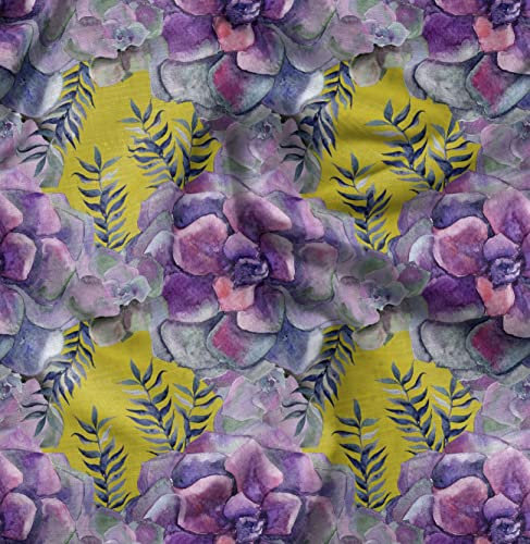 Soimoi Gelb Viskose Chiffon Stoff Blutter & Begonie Blumen- Stoff Meterware 42 Zoll breit