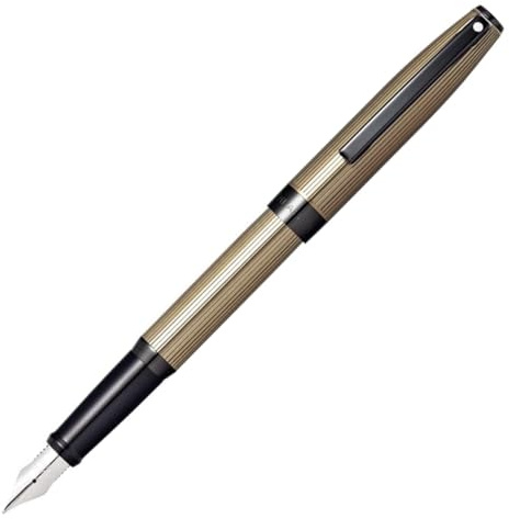 Sheaffer VFM - Refillable fountain pen with medium grade stainless steel nib, polished chrome with gold-tone trim