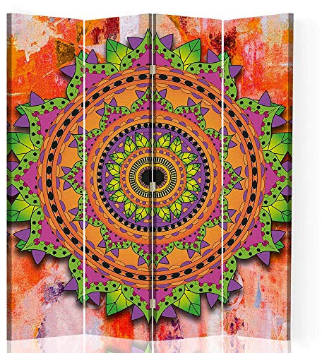 Feeby Trennwand Raumteiler Mandala Pinnwand einseitig 4 TLG Abstrakt Orange 145x175 cm