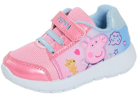 Peppa Pig Scarpe da ginnastica da ragazza, con glitter, sportive, casual, estive, Rosa e blu., 28 EU