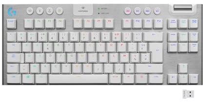 Logitech G 915 TKL Tenkeyless LIGHTSPEED Tastiera Gamer Meccanica, Switch ultra piatto GL Touch, RGB LIGHTSYNC, Design elegante e sottile, 40+ ore di gioco, francese AZERTY - Bianco