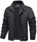 MAGCOMSEN Herren Outdoor Fliegerjacke Frühling Cargo Übergangsjacke Stehkragen Bomberjacke Männer Atmungsaktiv Frezeitjacke Winddicht US Army Jacken mit Multi Taschen Grau L