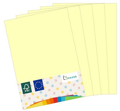 MADE IN EU 50 Blatt farbiges Papier HELLGELB A4 80 g/m² CS Paper - Druckerpapier, Kopierpapier, Universalpapier zum Drucken, Basteln & Falten im Format DIN A4. Papier für den Heim- & Bürobedarf