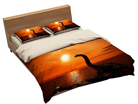 EU-VV Set Biancheria da Letto Modello Animale 1 Copripiumino + 2 Federa 100% Microfibra Trapunta (Dinosaur 3,Singolo(150x200cm+2/75x50cm))