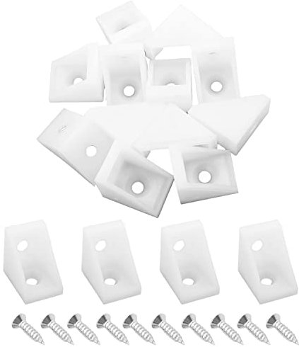 MroMax Lot de 20 entretoises d'angle en plastique blanc en forme de L - 2 x 2 x 1,5 cm (L x l x H) - Pour la maison, les tiroirs, les fenêtres, les armoires