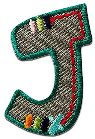 Mono-Quick Letter J Multicolour Iron-on Letter Patch 3,2 x 2,6 cm for Kids Adults with Personalised Name Initials Monogram, Letters Numbers Custom Transfer Football Decoration