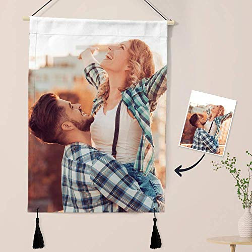 Personalisierte Tapisserie mit Eigenem Foto Bedrucken Wandteppich Wandbehang groß Home Wanddeko Balkon Bild Selbst Gestalten Kunst für Wohn/Schlaf/Kinderzimmer Geschenk Freunde Weihnachten Geburtstag