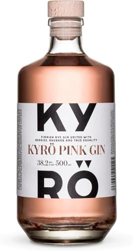 Kyrö Pink Gin, 50cl - 38.2% ABV Finnish Gin Made with 100% Rye and Local Botanicals for the Ultimate Gin and Tonic - Refreshing Gin with Fresh Berries and Rhubarb