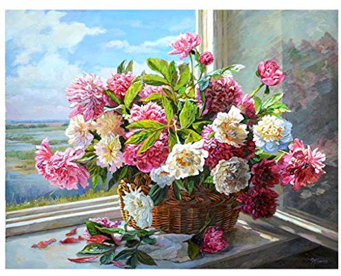 Diamonds Painting Square Kits de Peinture Diamant Carré 5D pour Adultes Broderie au Point de Croix Fleurs Tableau Peinture sur Toile Loisirs Créatifs Peinture à Numéro Decoration Velo Mural 40 x 30 cm
