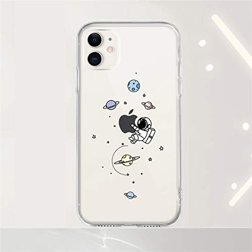 Bakicey Hülle für iPhone 12 Mini Transparent Cartoon Astronaut Muster [Stoßfest] Weiche Silikon Schutzhülle Kratzfest TPU Bumper handyhülle Durchsichtige Case Cover für iPhone 12 Mini, C