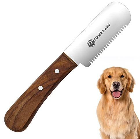 Professional Dog Grooming Hand Stripping Knife, Stripper Trimmer Tool, Red Meranti Wooded Handle non slip grip with Tripping Stainless Steel blade (Coarse, Left Handed)