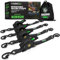Einziehbare Kabelbinder mit Ratsche (4-Pack) 540 kg garantieren maximale Bruchfestigkeit, einschließlich (4) Ultimate 2.5cm x 3m automatisch einziehbaren Kabelbindern mit gepolsterten Griffen, Schwarz