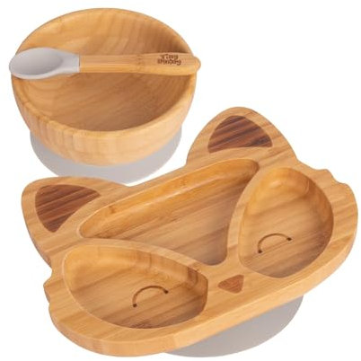 Tiny Dining Kinder Bambusseckung Fox Dinner Set - Grau