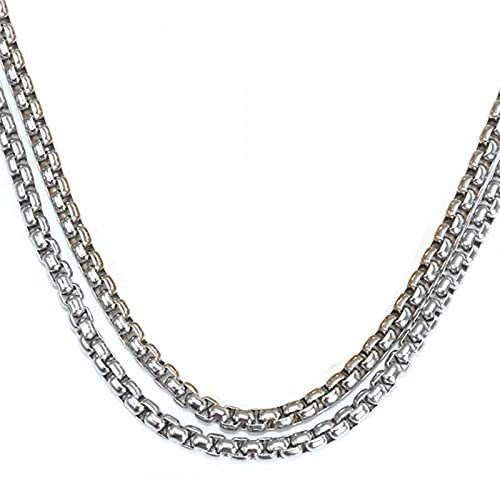 Mesnt Ketten Für Herren, Ketten Damen Modeschmuck, Kette Ohne Anhänger Edelstahl, Halskette mit Belcher-Kette aus Edelstahl, 3mm Kette Silber 60cm