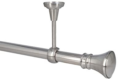 Sento 25mm Gardinenstange Vorhangstange 1-läufig Deckenmontage Edelstahl Optik 400 cm Pryma