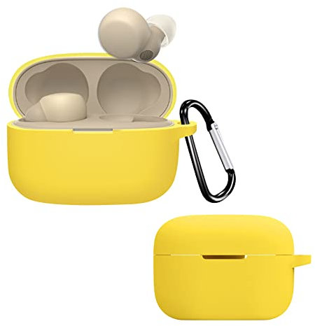 QINOUK Schutzhülle für Sony LinkBuds S/Sony LinkBuds WF-L900, staubdicht, stoßfest und mit D-Form-Clip, Premium-weiche Silikon-Schutzhülle, kompatibel mit Sony LinkBuds S [Front-LED sichtbar], Gelb