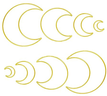 WANGCL 8 Stück DIY Makramee Metall Blumenkranz Basteln Halbmond Form Traumfänger Ring DIY Handwerk Traumfänger Herstellung Werkzeuge (4 Größen)