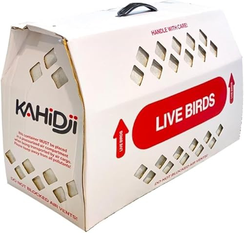 KAHIDJI Live Bird Shipping Box Less Expensive Size 18 x 8 x 12 Tall-with Handle for Poultry, Pigeons, & Canaries - 2 Boxes