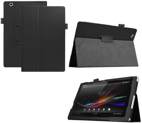 Schutzhülle für Sony Xperia Z4 Ultra Tablet 10.1 SGP771 SGP712 SGP711, ultradünn, Folio-Ständer, leicht, Leder, für Sony Xperia Z4 10.1 SO-05G SOT31 (schwarz)