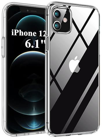 MAXIMUM RANGE E-SELLERS Case for iPhone 12/12 Pro 6.1-Inch, Non-Yellowing Shockproof Phone Bumper Cover, Anti-Scratch Clear Back (Clear)