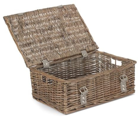 Red Hamper EH168 Grey Antique Wash Unlined 35cm Empty Wicker Hamper Basket