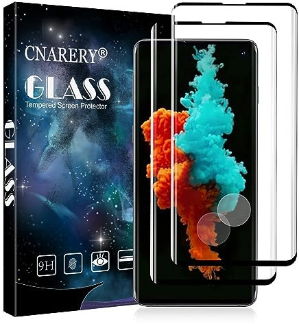 Cnarery 2 Stück Samsung Galaxy S10 Schutzfolie, Fingerabdruck-ID, Anti-Kratzen, Anti-Bläschen Gehärtetem Glas Displayschutzfolie für Samsung S10 (6.1 Zoll) 3D gebogenes Glas