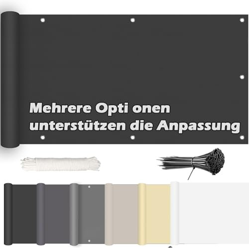 ROBAG GartenSichtschutz 180x500cm Balkon Sichtschutz Windschutz, Windschutz Sonnenschutz, 100% Privatsphäre für Gartenanlagen, Camping und Freizeit - Anthrazit