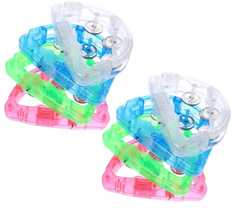 8st Blitzrasseln Leuchtendes Tamburin-spielzeug Led-glüh-tamburin Beleuchtete Handglocken Tambourin Zweireihiges Tamburin Aufleuchten Baby Shaker Plastik Kind Handlich Glöckchen