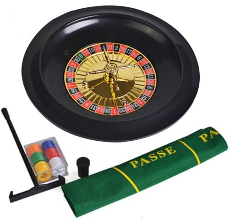 AdduE Roulette-Rad, 10 Zoll, Deluxe Roulette-Set mit Zubehör, Drehteller für Freizeit-Tischspiele, Casino-Spiele für Erwachsene, Praktisch