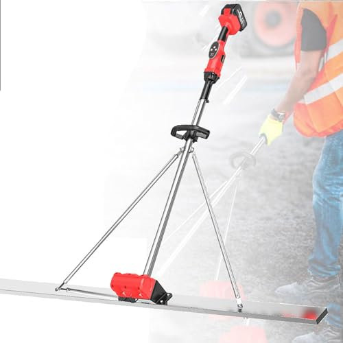 URJWAN ​Elektrisches Betonbearbeitungswerkzeug, BetonrüTtler Mit Elektrischem Vibrationsmotor, Betonestrich-Vibrationssatz, Elektrischer Akku-Estrichbohle,1battery-1.5M