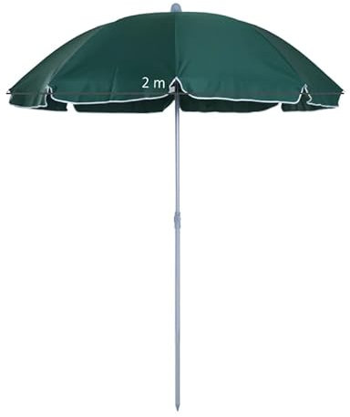 Generico Parasol de plage, parasol avec articulation inclinable, vert avec bord blanc, diamètre 200 cm., vert, grand