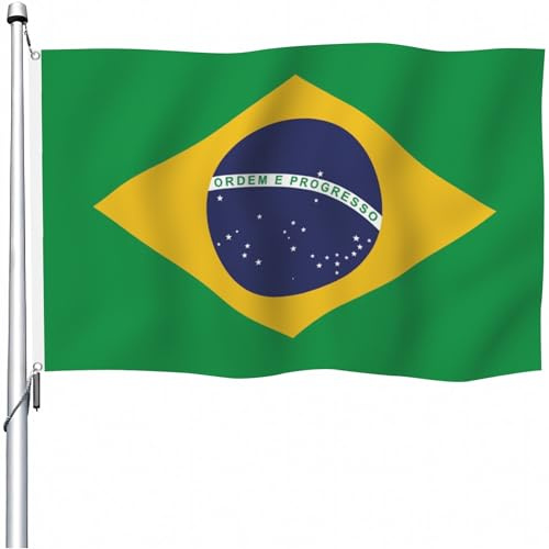 Aoihraan Bandera Brasileña 80x120cm Doble Cara 100% Poliéster Color Brillante Celebración Al Aire Libre Decorada Pórtico Bandera Nacional Con 2 Robustas Máquinas Precisión Anillo Cable Cosidas