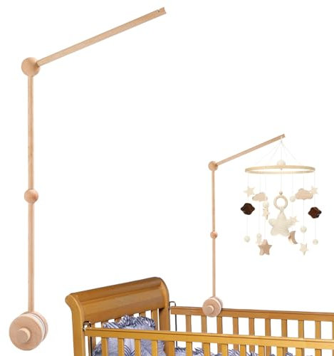 Auauraintt Mobile Halterung für Babybett,Baby Mobile Ständer aus Holz,Kinderzimmer-Dekoration,für Aufhängung Windspiele Bettglocke, Baby Bett Spielzeuge